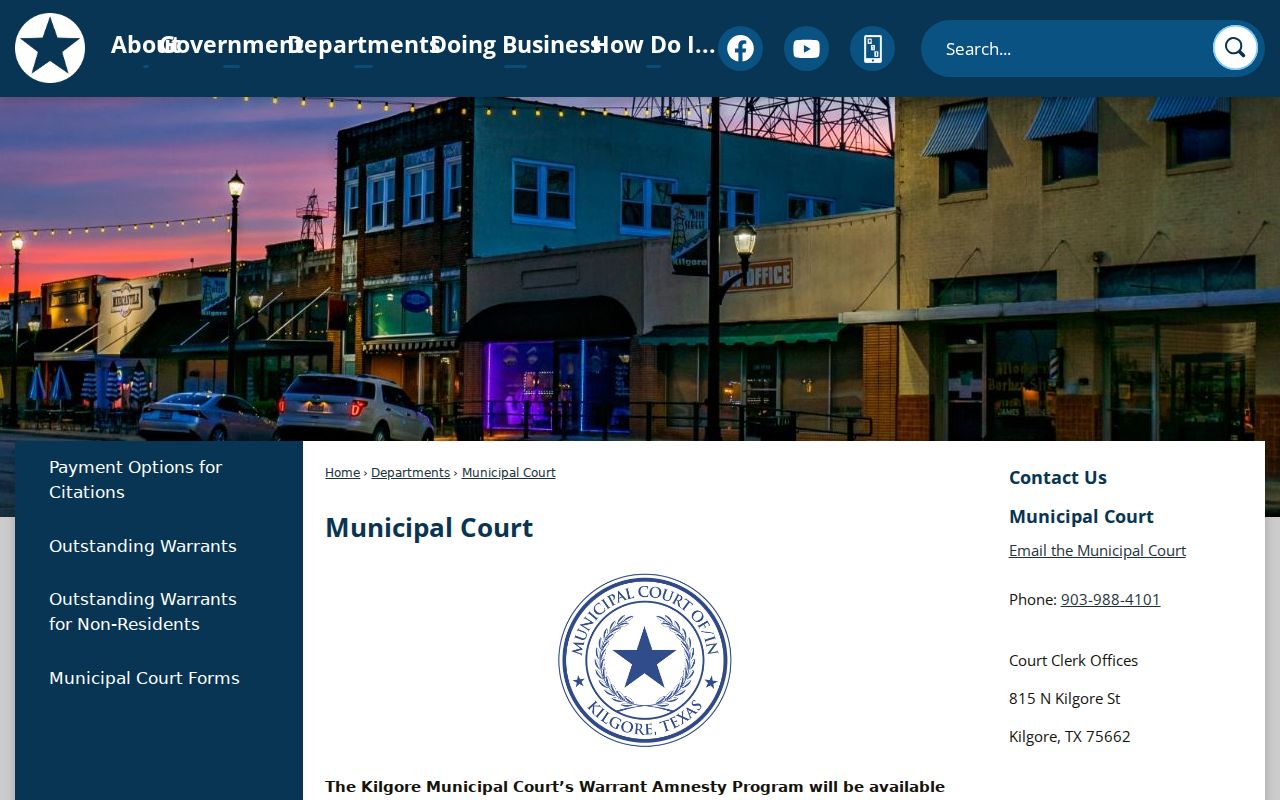 Kilgore court records municipal session information