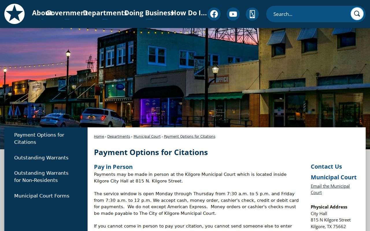 Kilgore court records payment channels and deadlines