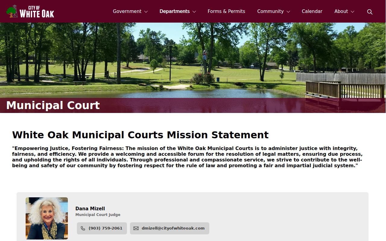 White Oak court records municipal access page
